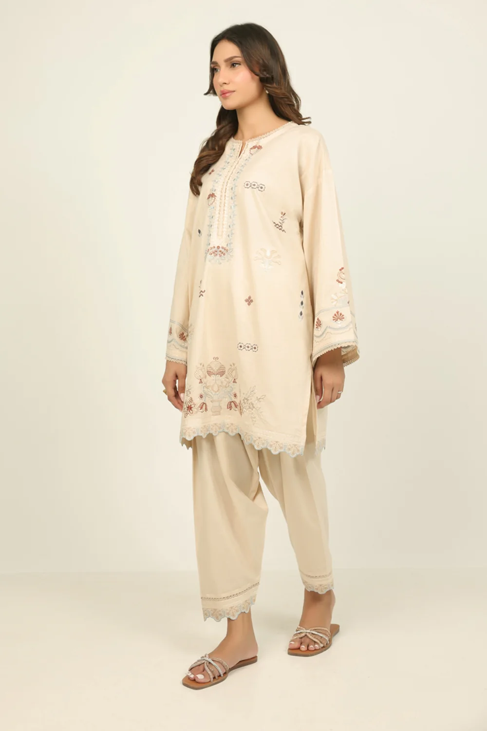 Cambric Embroidered Co-Ord Set - Image 4