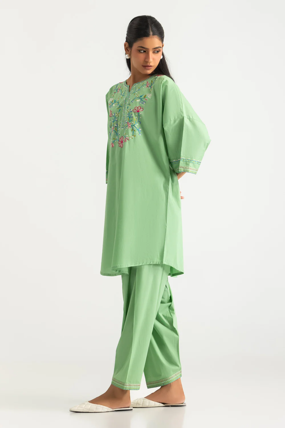 Cambric Embroidered Co-Ord Set - Image 4