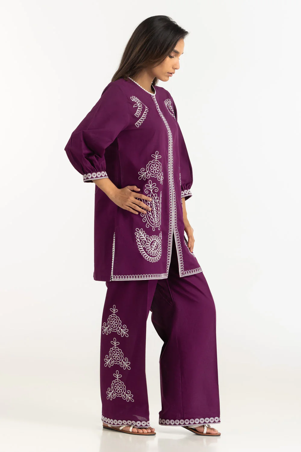 Cambric Embroidered Co-Ord Set - Image 4