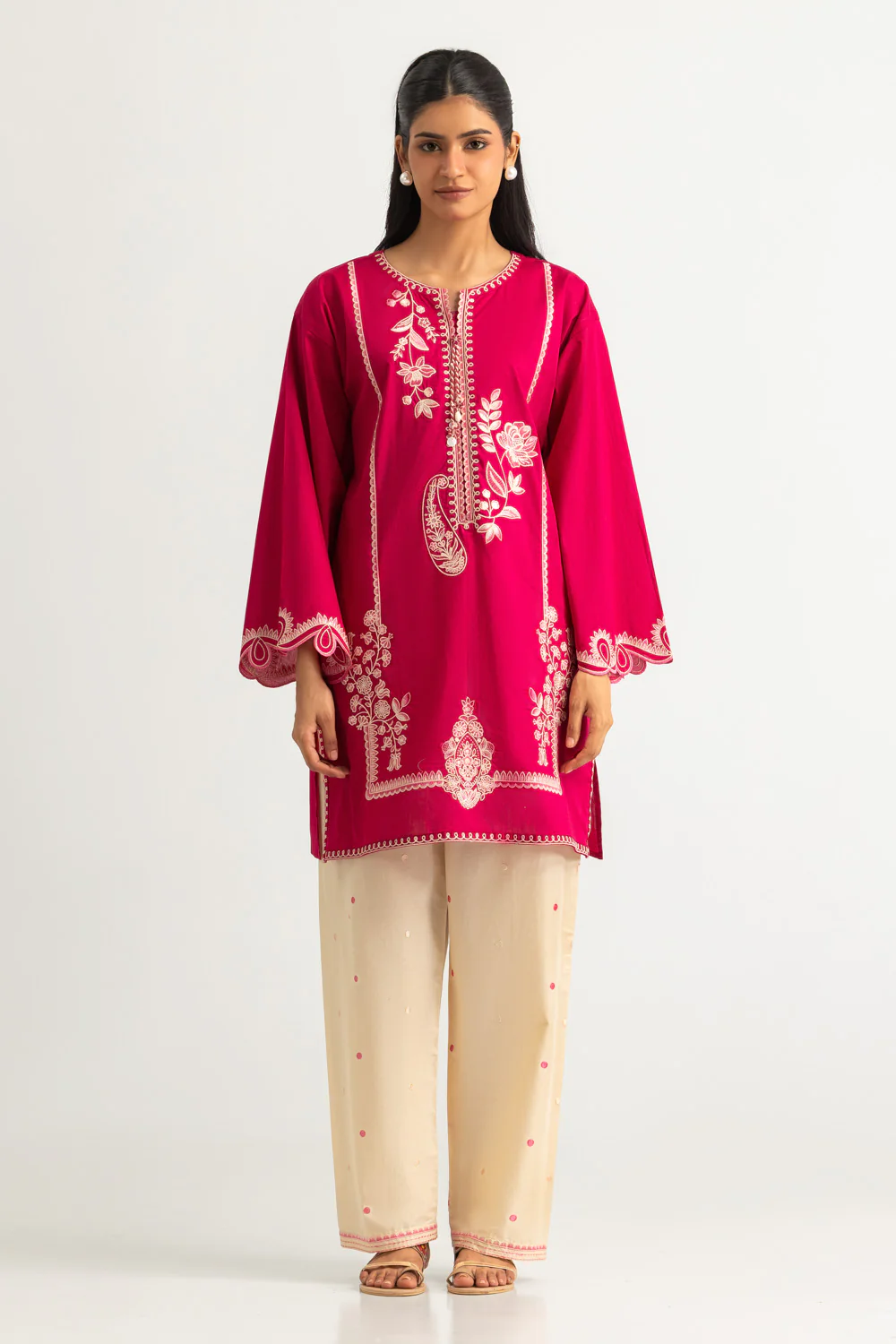 Cambric Embroidered Co-Ord Set