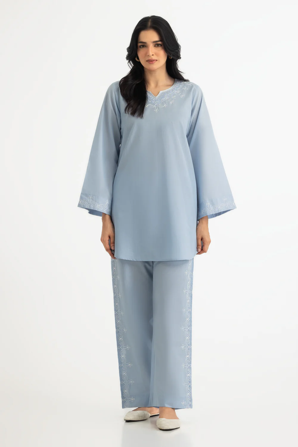 Cambric Embroidered Co-Ord Set
