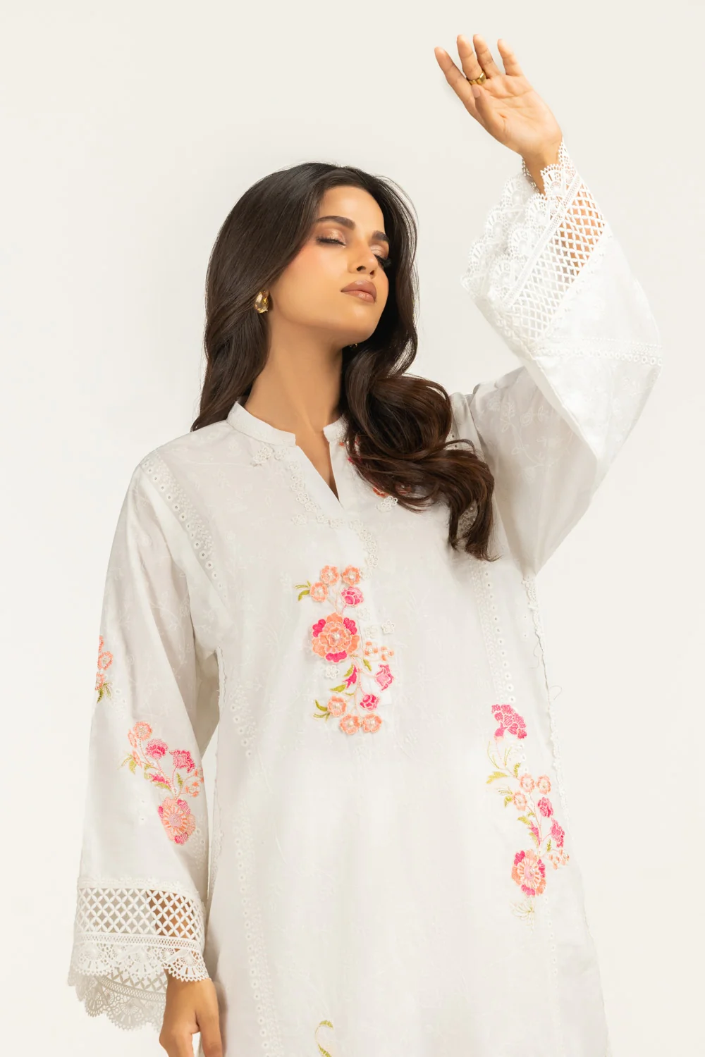 Cambric Embroidered Shirt And Dupatta - Image 3
