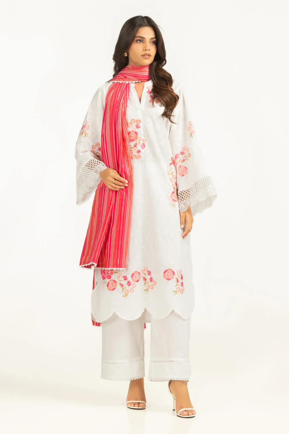 Cambric Embroidered Shirt And Dupatta - Image 4