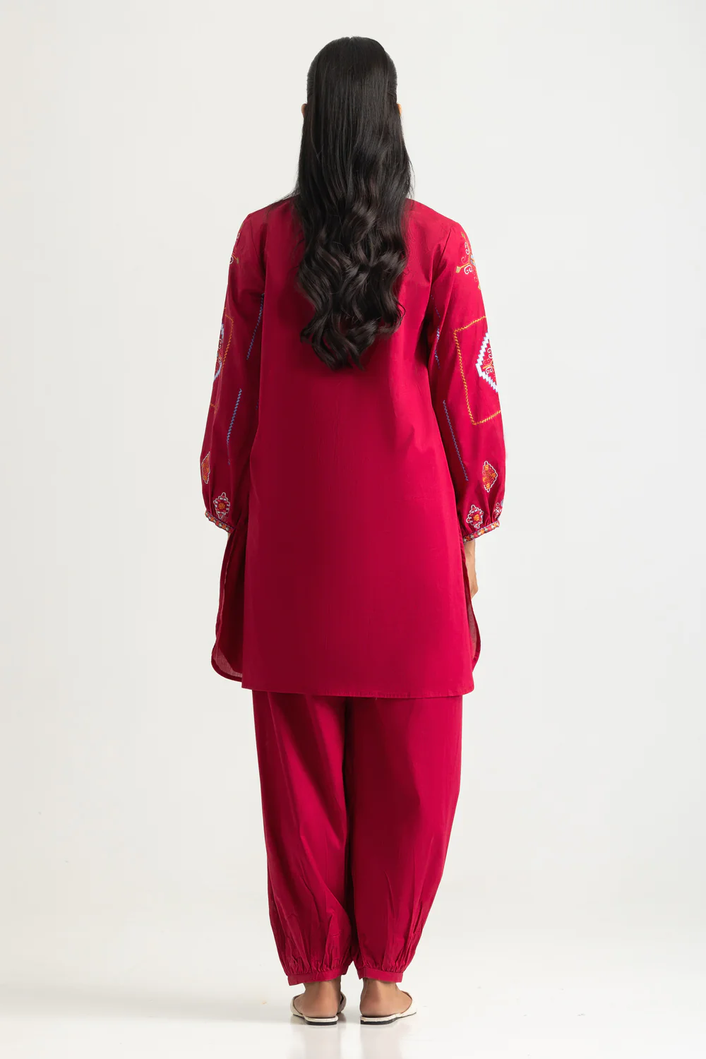 Cambric Embroidered Shirt And Dyed Trouser - Image 6