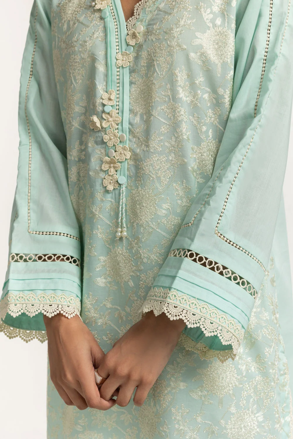 Cambric Embroidered Shirt And Embroidered Dupatta - Image 2