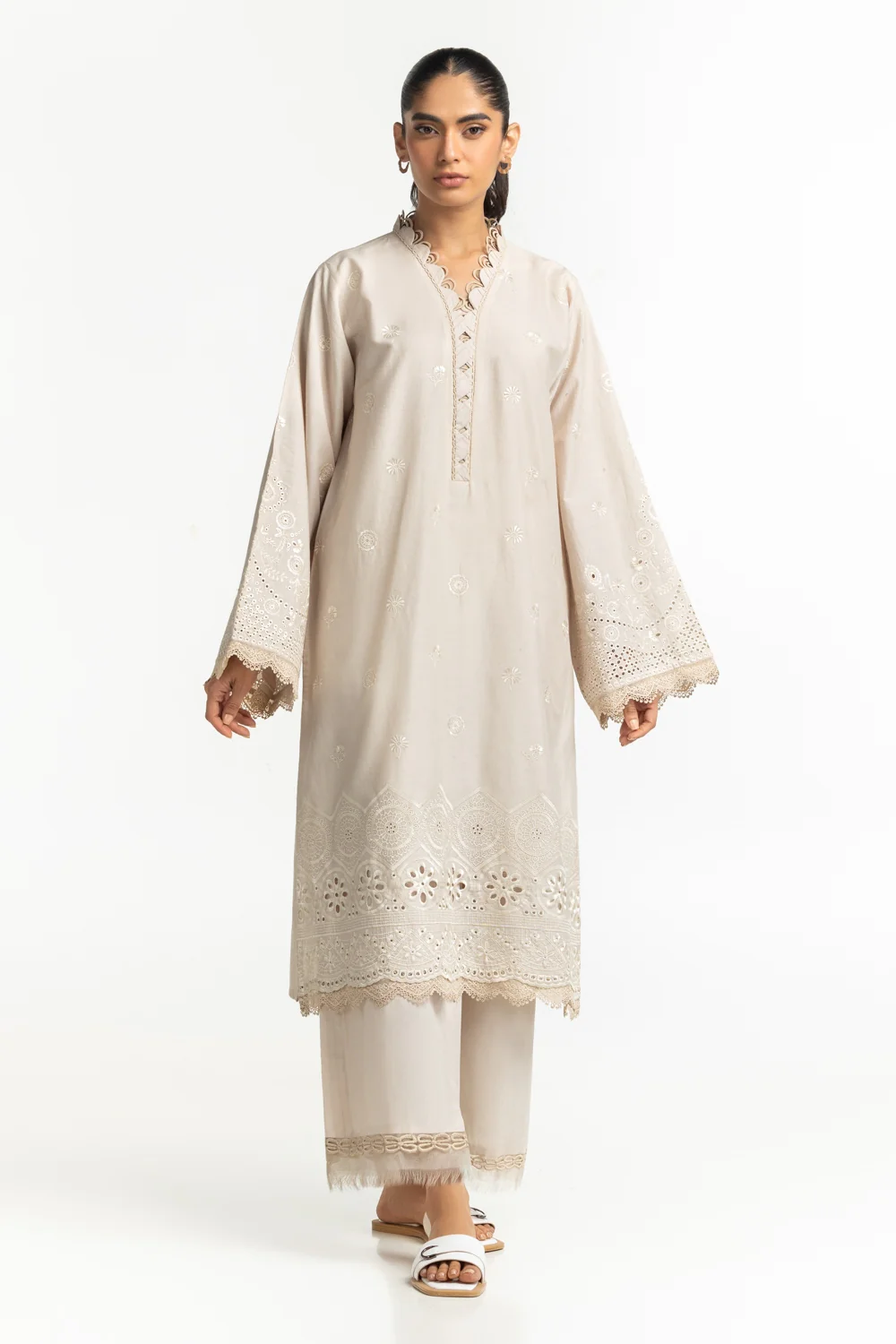 Cambric Embroidered Shirt And Trouser - Image 2