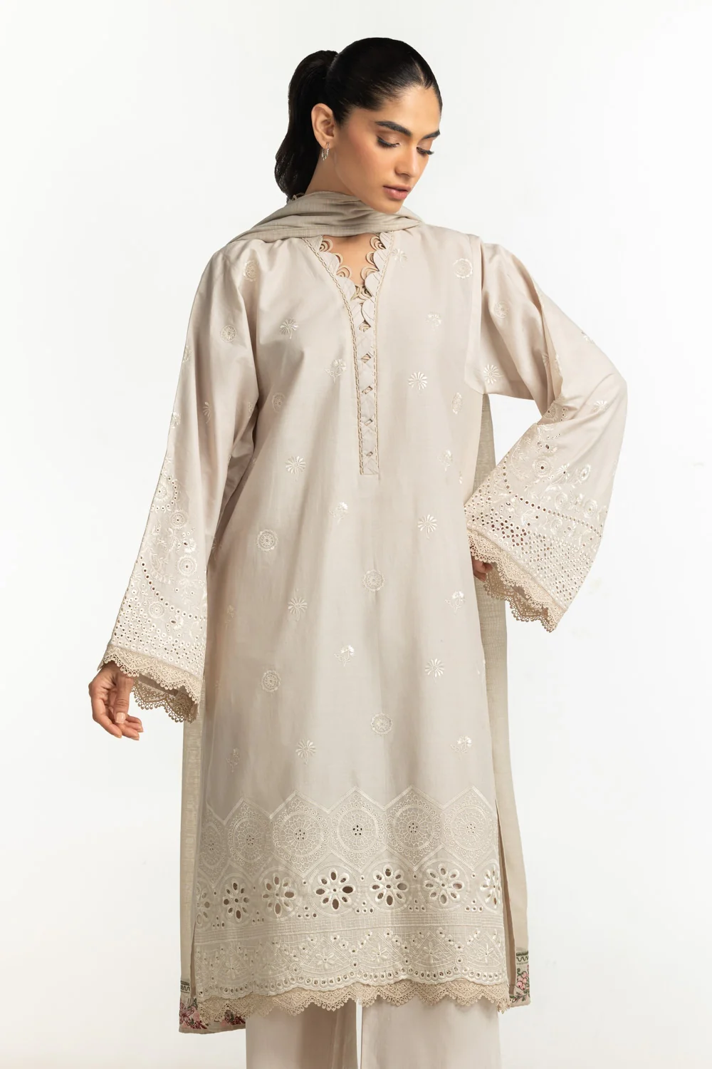 Cambric Embroidered Shirt And Trouser - Image 4