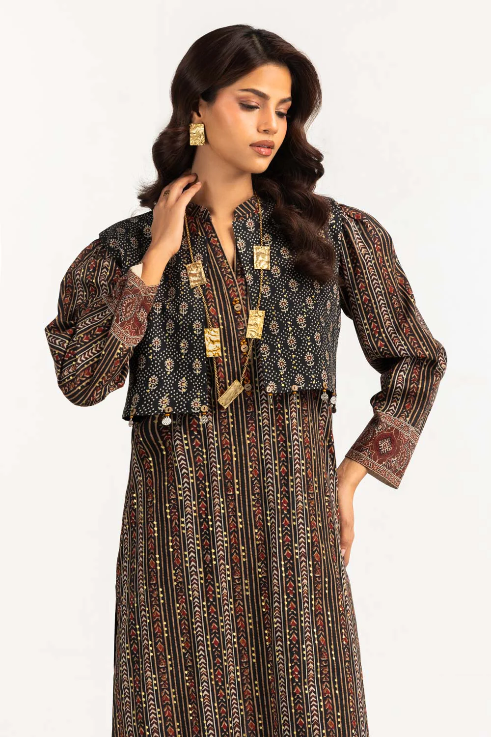 Cambric Foil Printed Waistcoat - Image 5