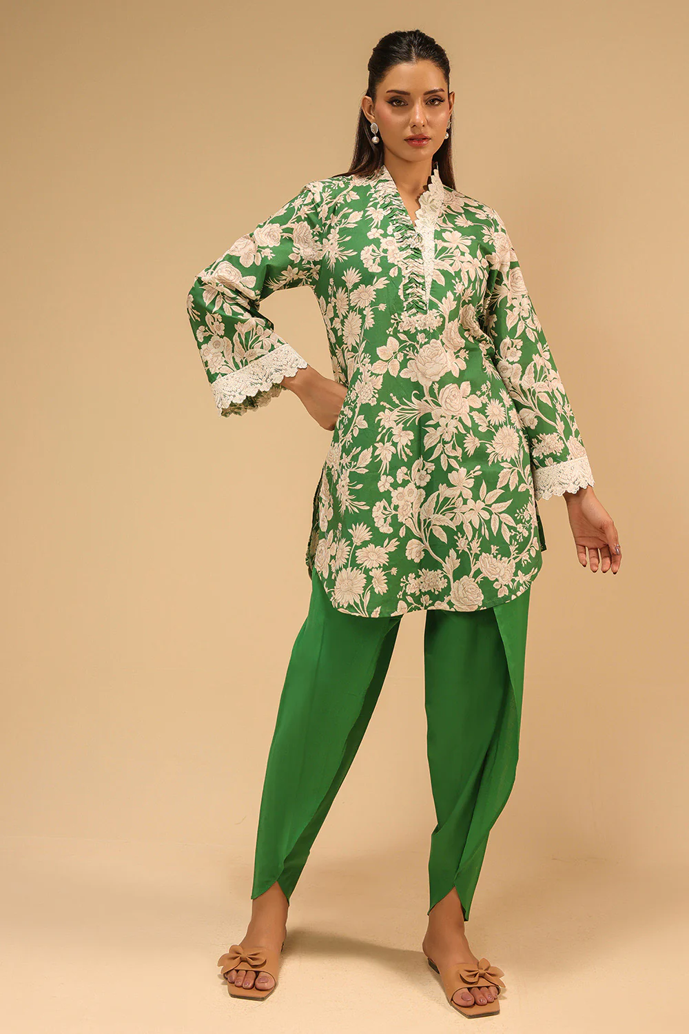 Cambric Printed Co-Ord Set With Embroidered - Image 3