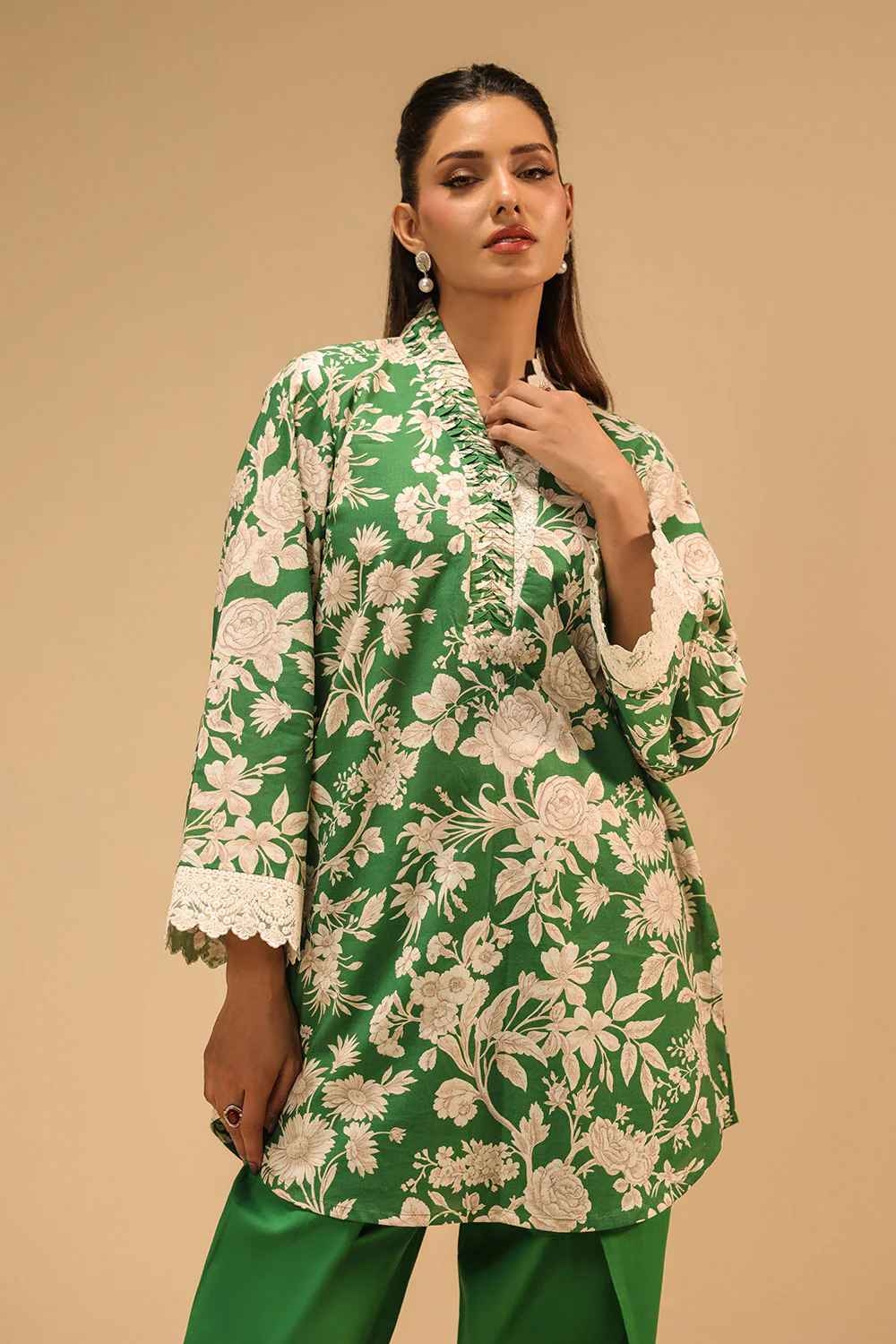 Cambric Printed Co-Ord Set With Embroidered - Image 4