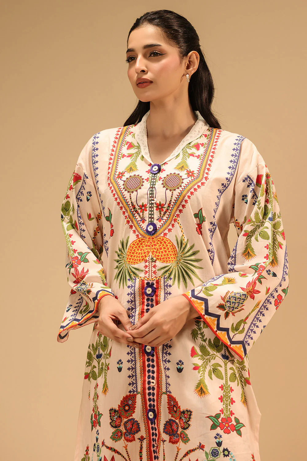 Cambric Printed Co-Ord Set With Embroidered - Image 2