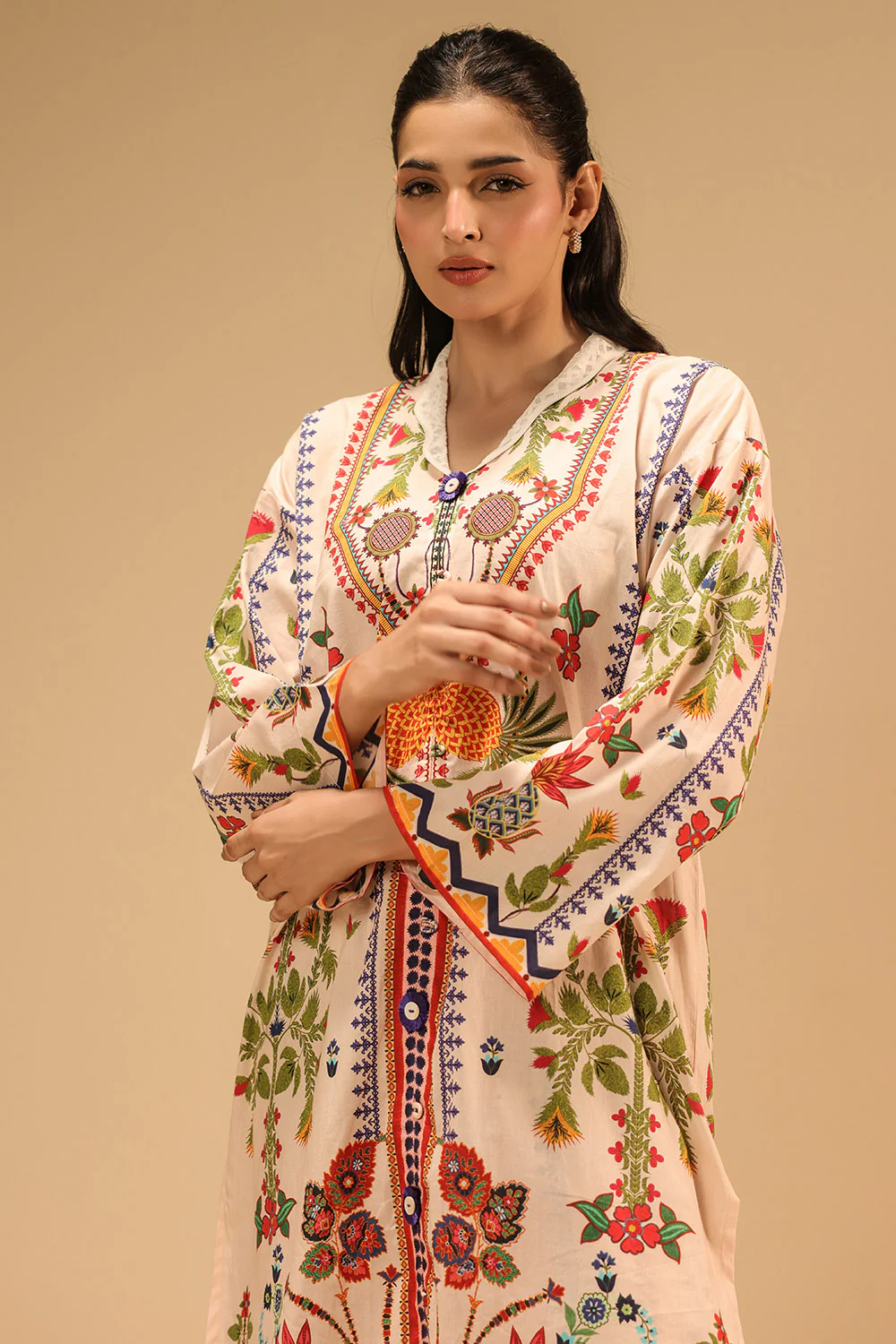 Cambric Printed Co-Ord Set With Embroidered - Image 3
