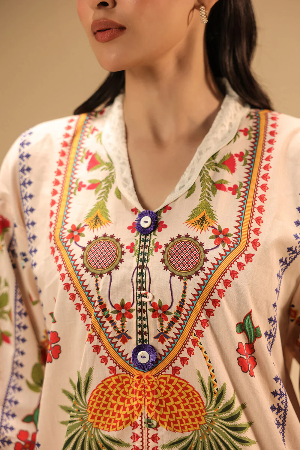 Cambric Printed Co-Ord Set With Embroidered - Image 4