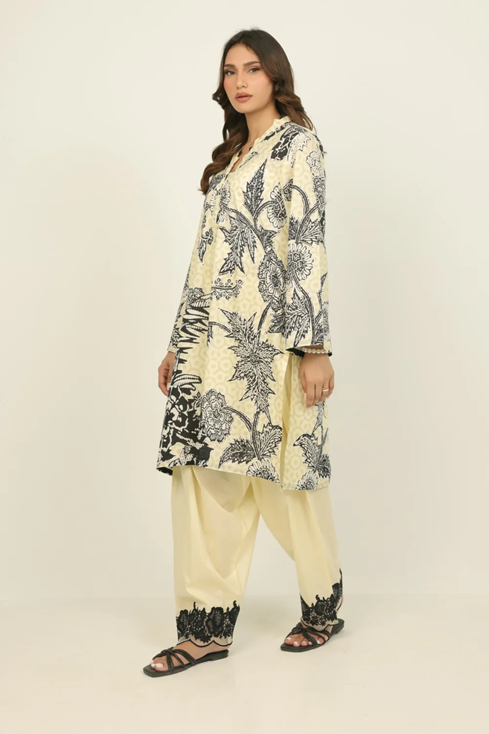 Cambric Printed Co-Ord Set With Embroidered - Image 3