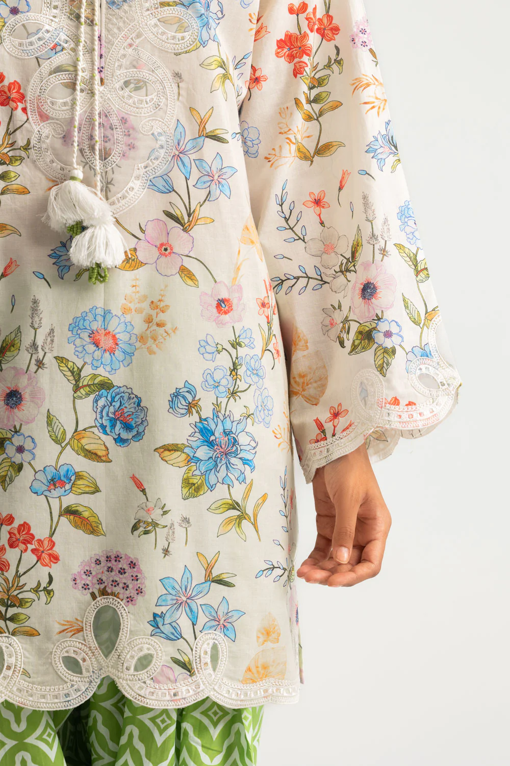 Cambric Printed Co-Ord Set With Embroidered - Image 2