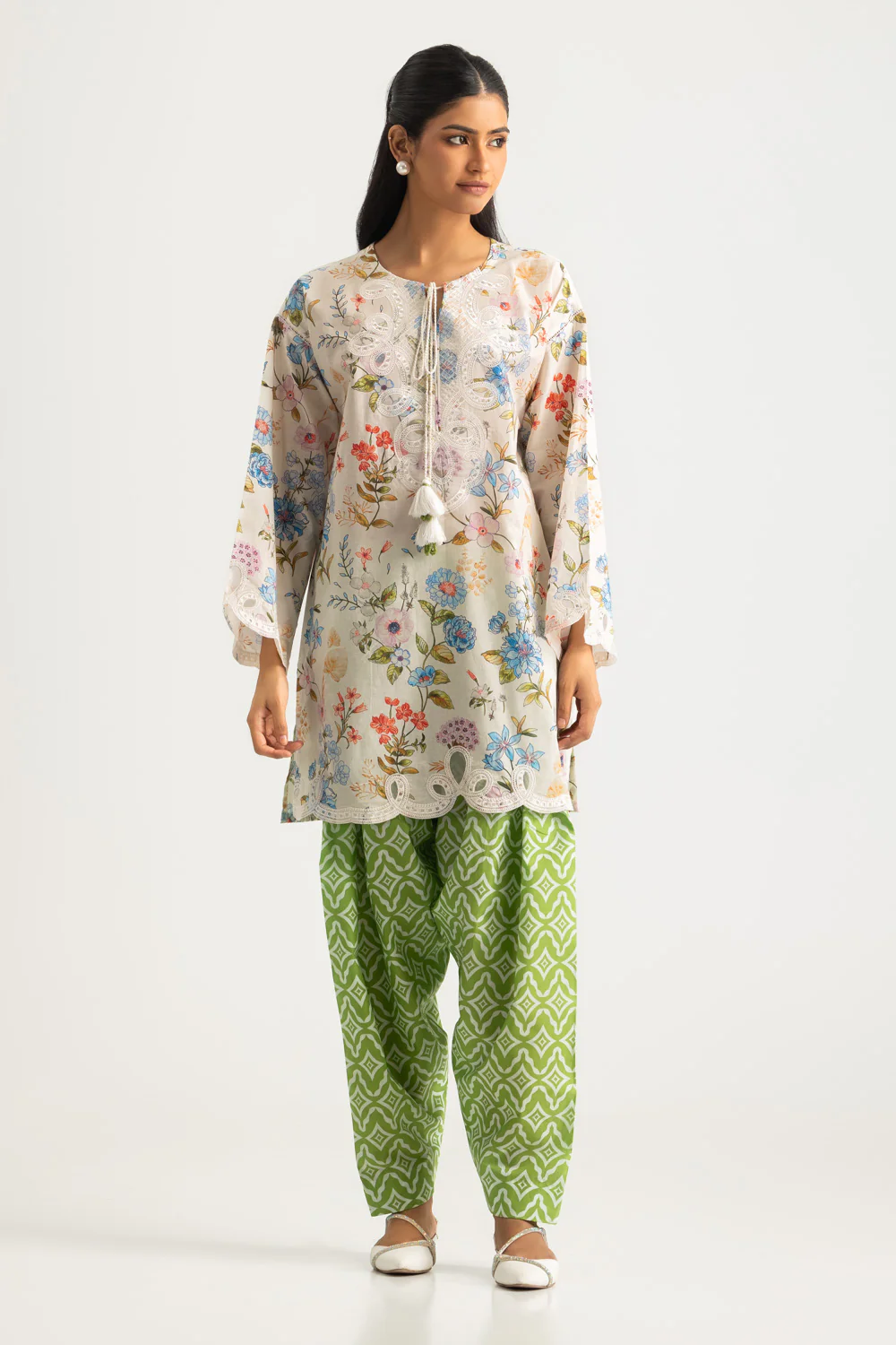 Cambric Printed Co-Ord Set With Embroidered - Image 3