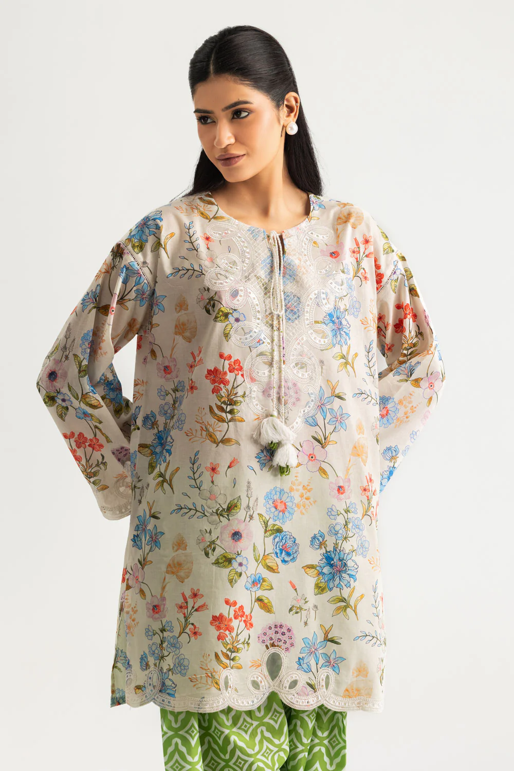 Cambric Printed Co-Ord Set With Embroidered - Image 4