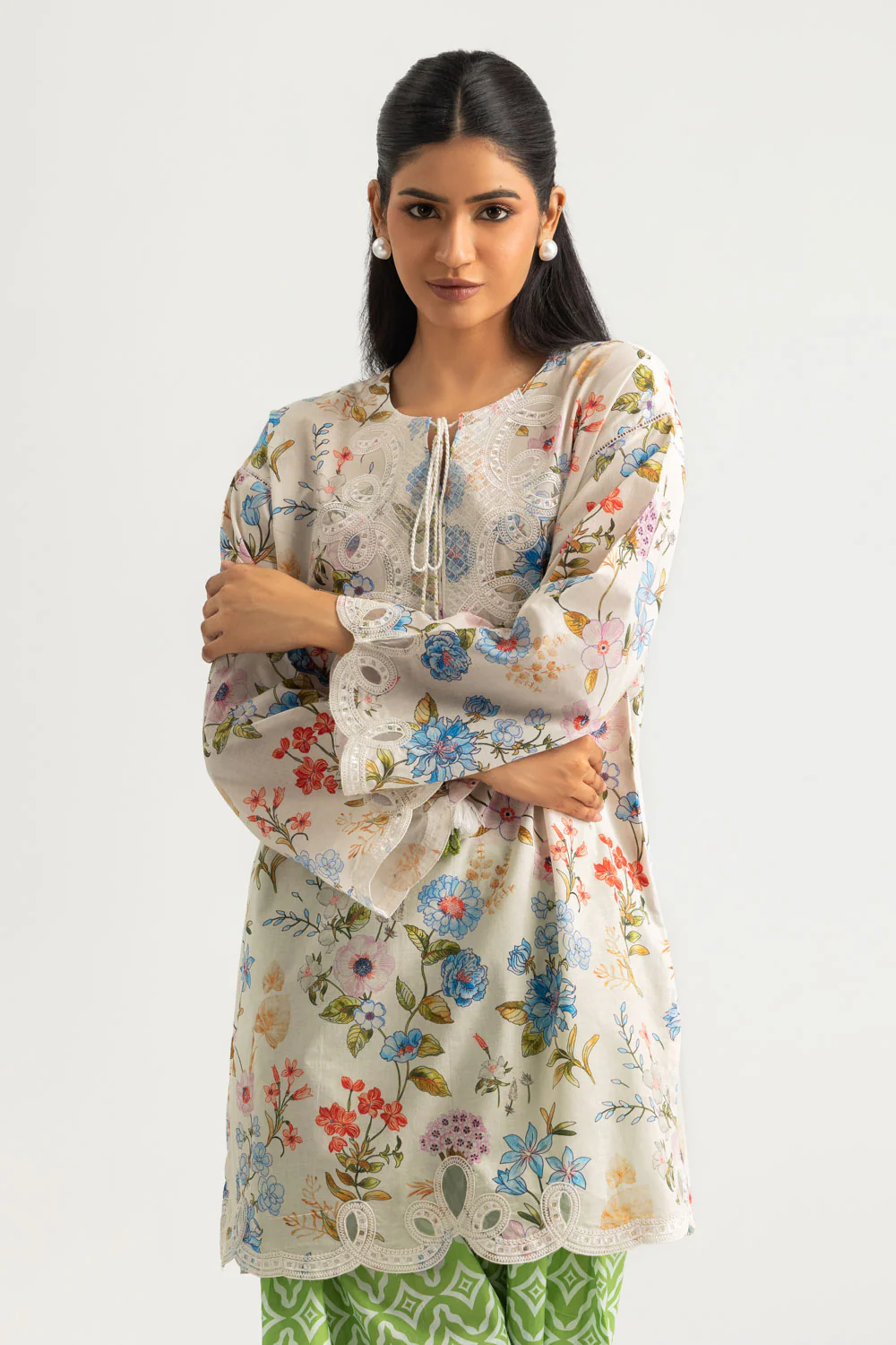 Cambric Printed Co-Ord Set With Embroidered - Image 6