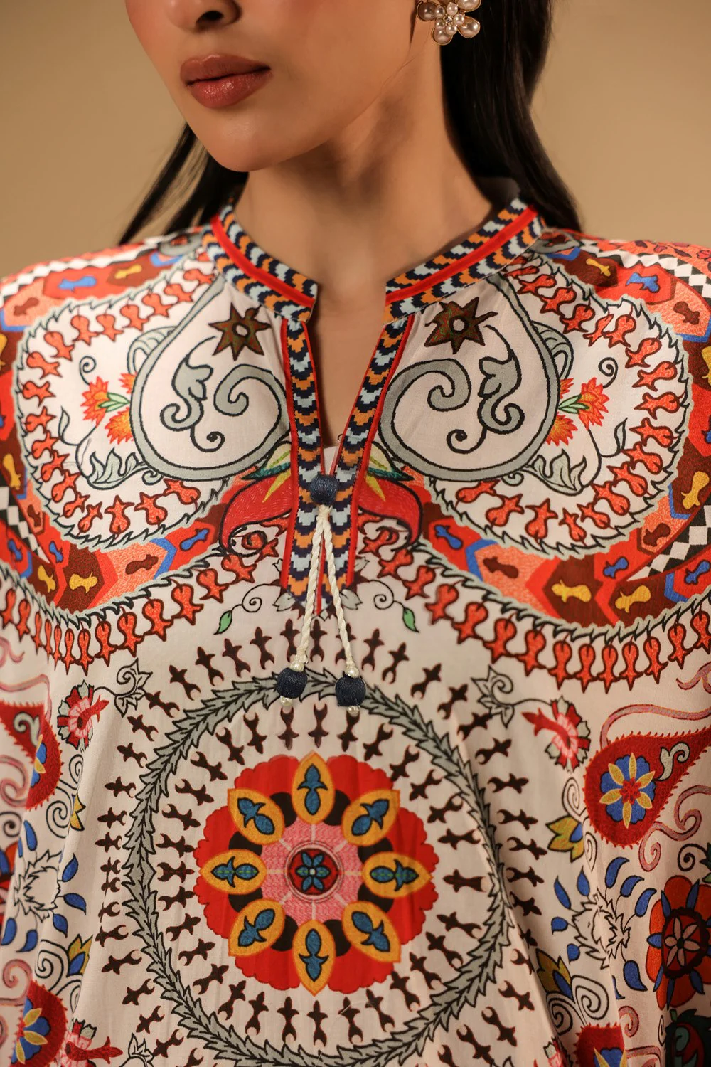 Cambric Printed Co-Ord Set With Embroidered Shirt - Image 2