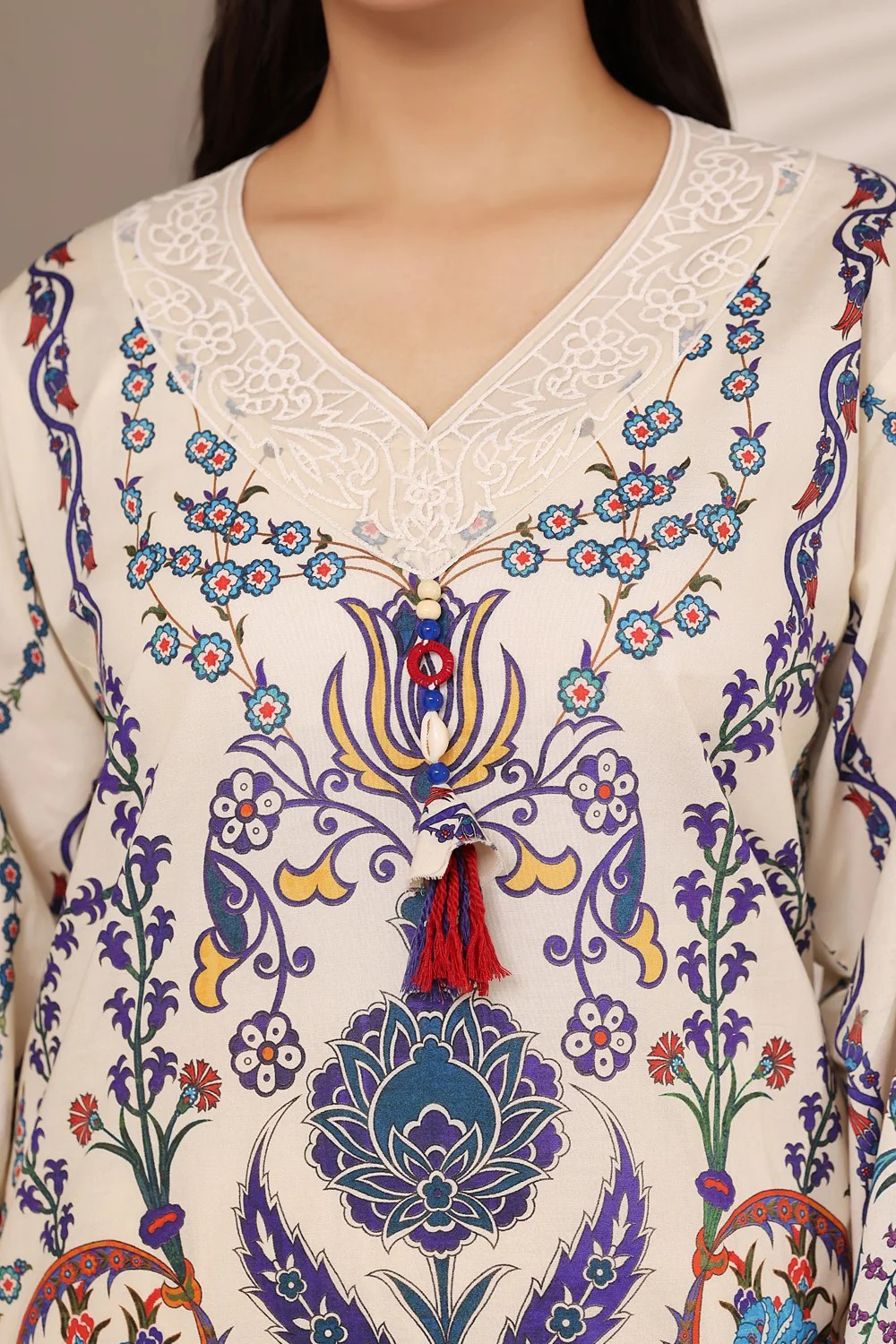 Cambric Printed Shirt And Trouser With Embroidered - Image 2