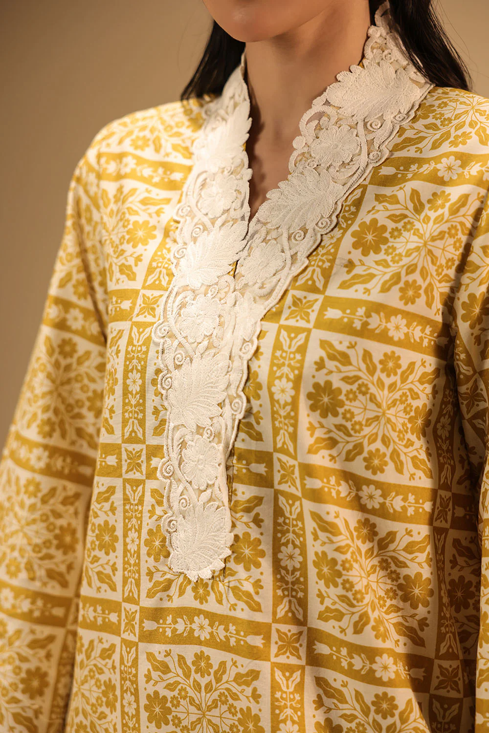 Cambric Printed Shirt With Embroidered - Image 2