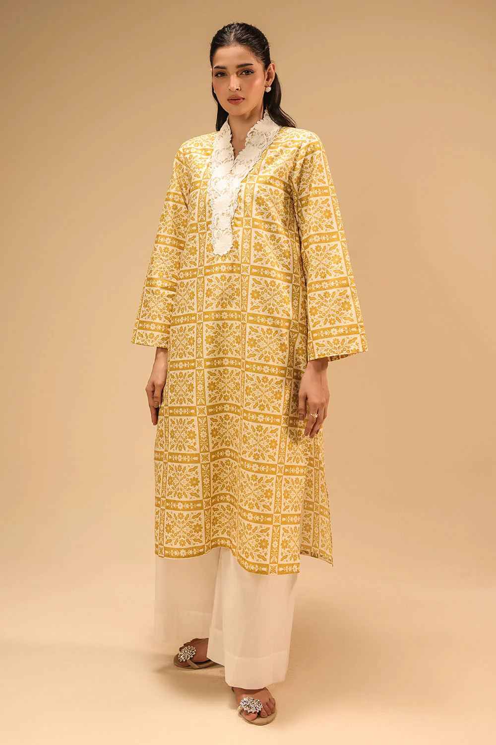 Cambric Printed Shirt With Embroidered - Image 3