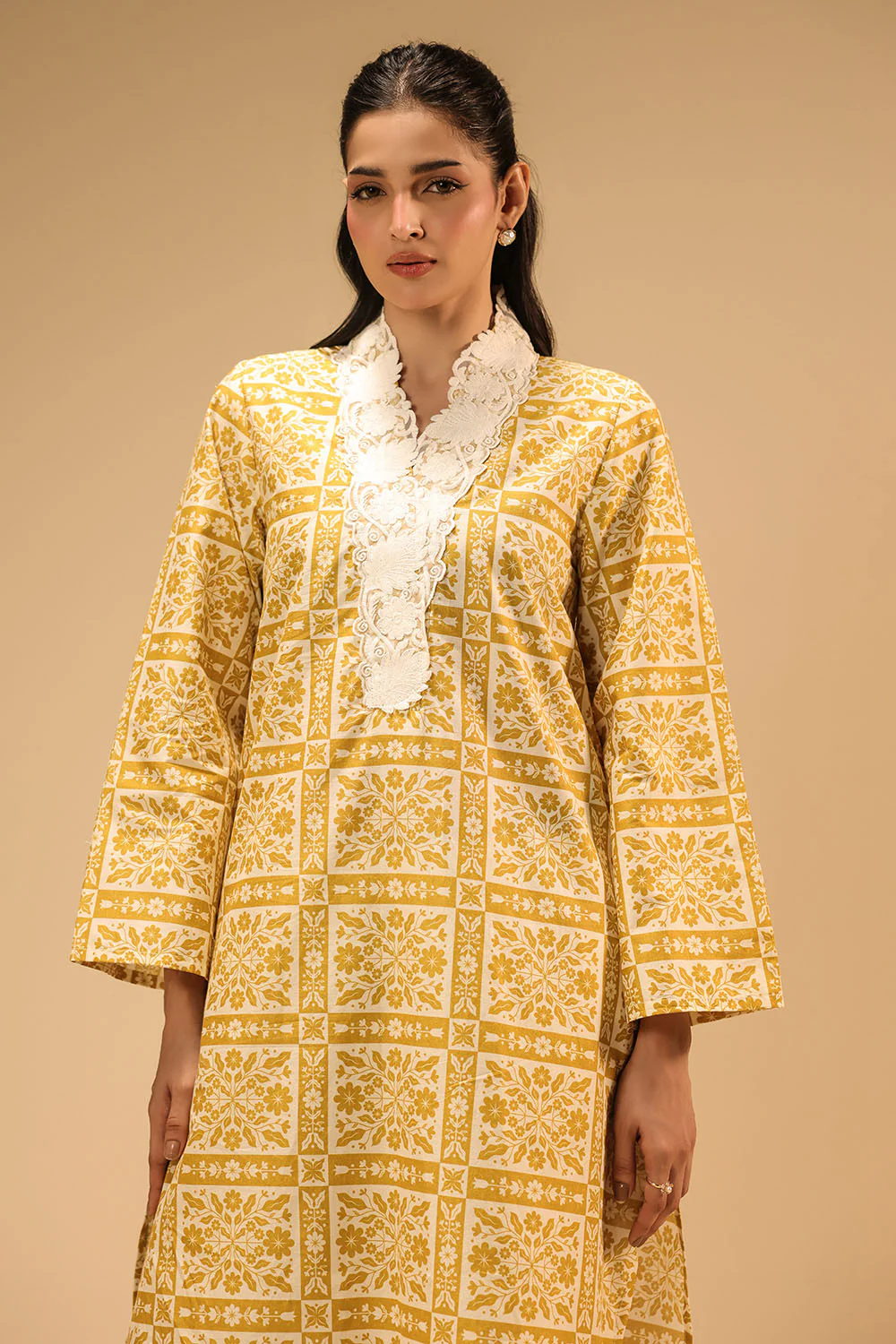 Cambric Printed Shirt With Embroidered - Image 4
