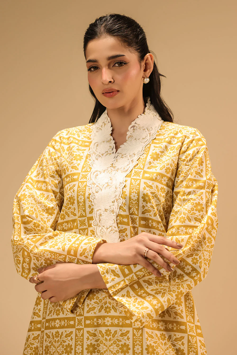 Cambric Printed Shirt With Embroidered - Image 5