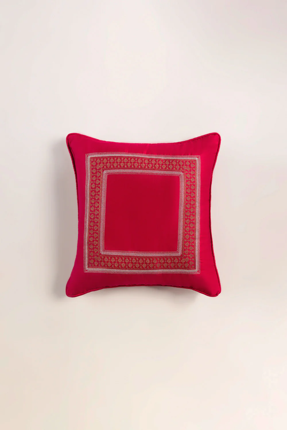 Carmine T-200 Embroidered Square Cushion Cover