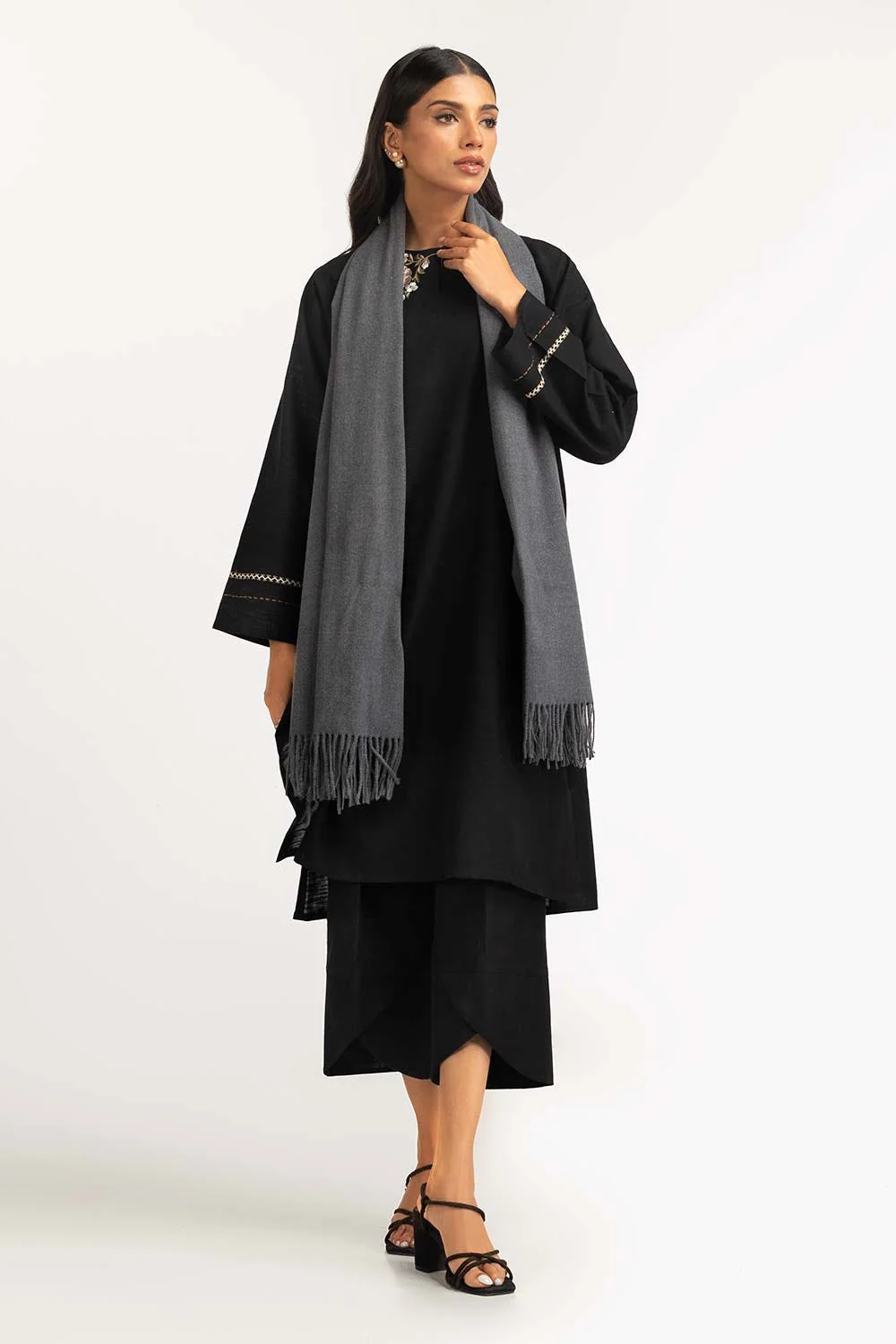 Charcoal Polyester Scarf - Image 2