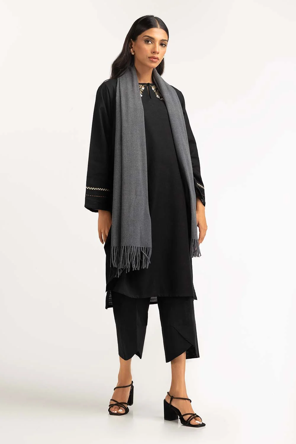 Charcoal Polyester Scarf - Image 3