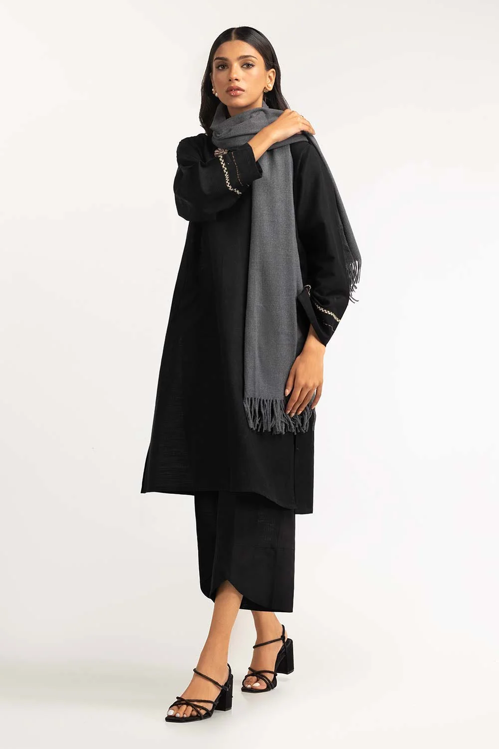 Charcoal Polyester Scarf - Image 4