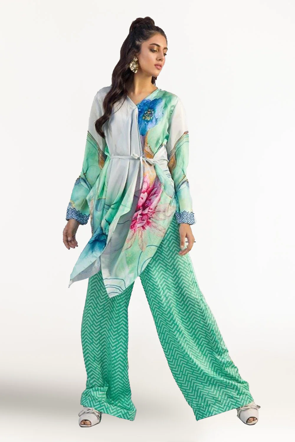 Charmeuse Silk Digital Printed Shirt and Charmeuse Silk Digital Printed Trouser