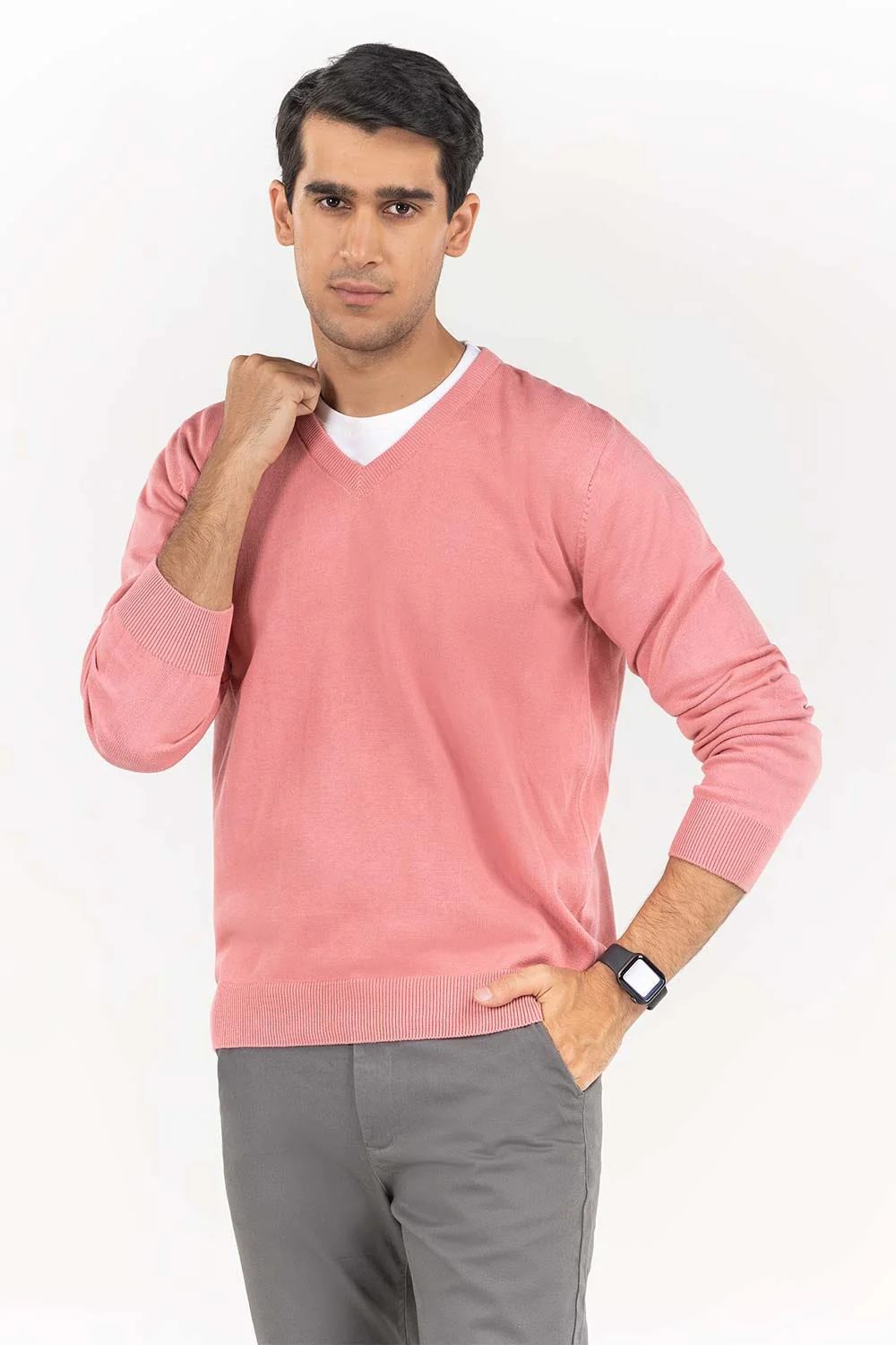 Coral Basic v Neck Sweater - Image 3