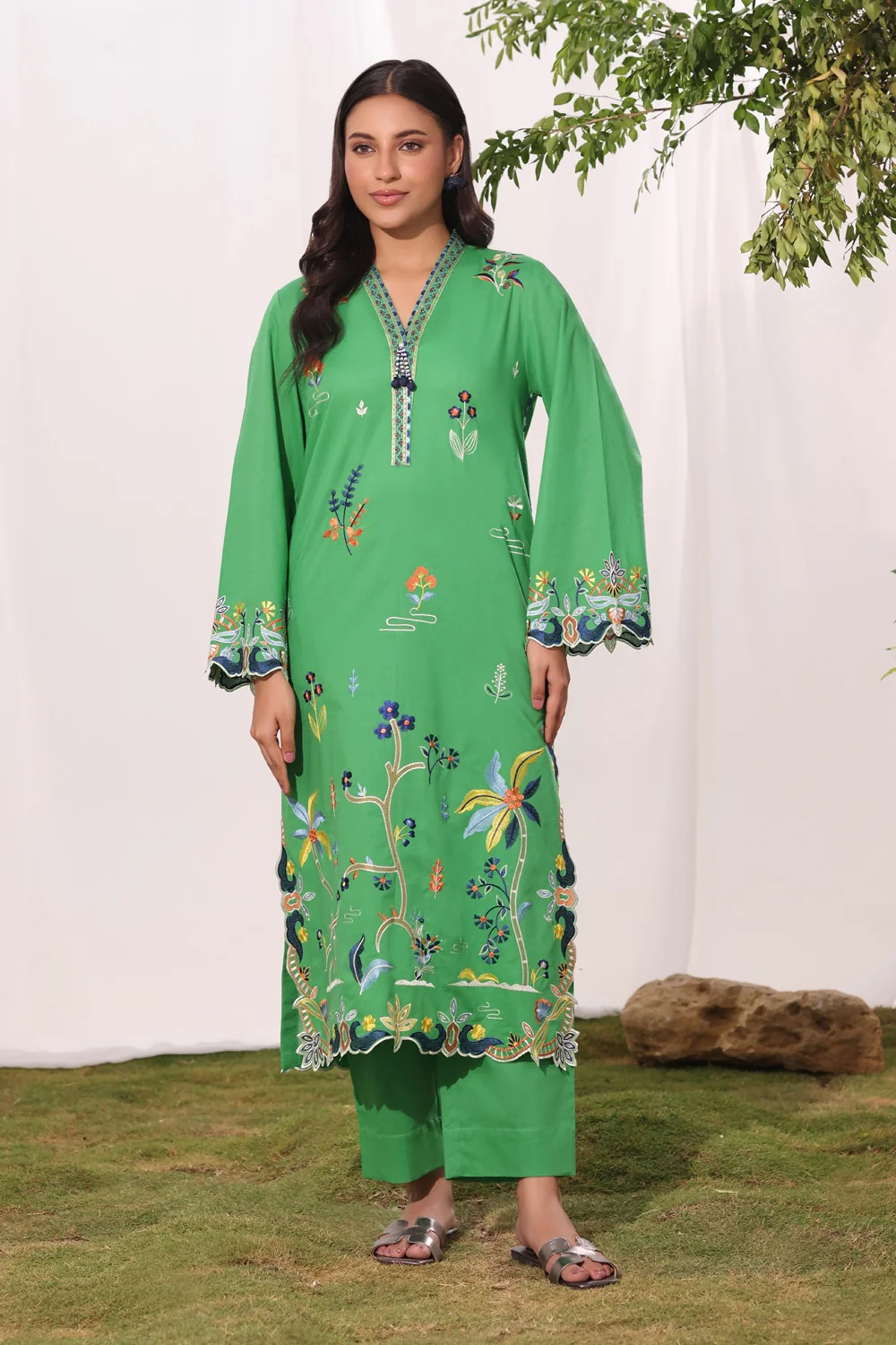 Cotton Bana Dora Embroidered Co-Ord Set - Image 3