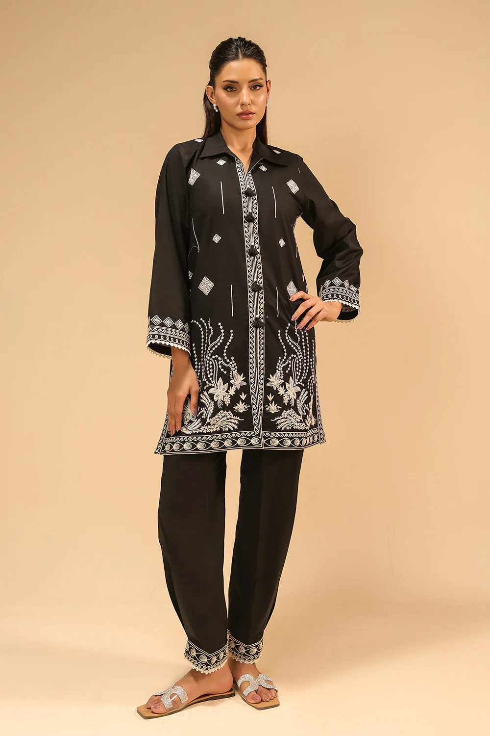 Cotton Bana Dora Embroidered Co-Ord Set - Image 3