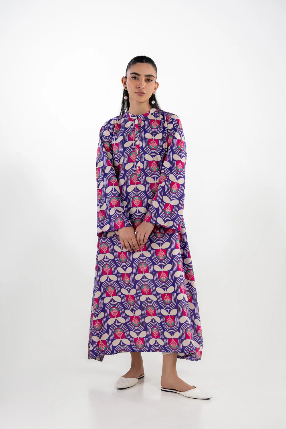 Cotton Bana Dora Printed Long Shirt - Image 3