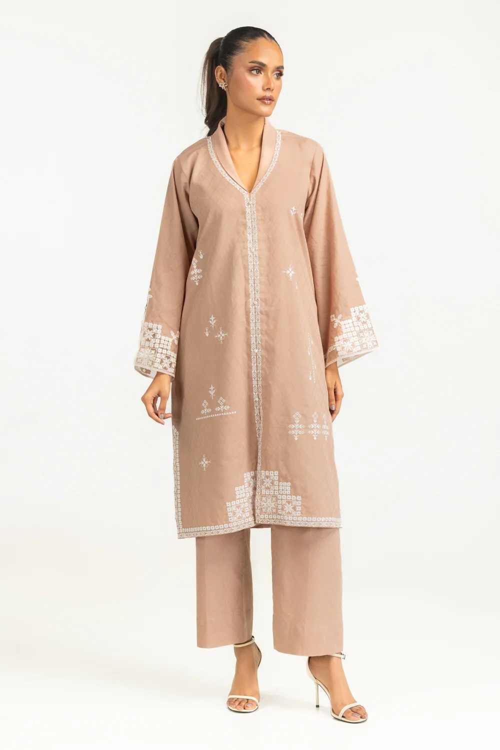 Cotton Jacquard Embroidered Co-Ord Set