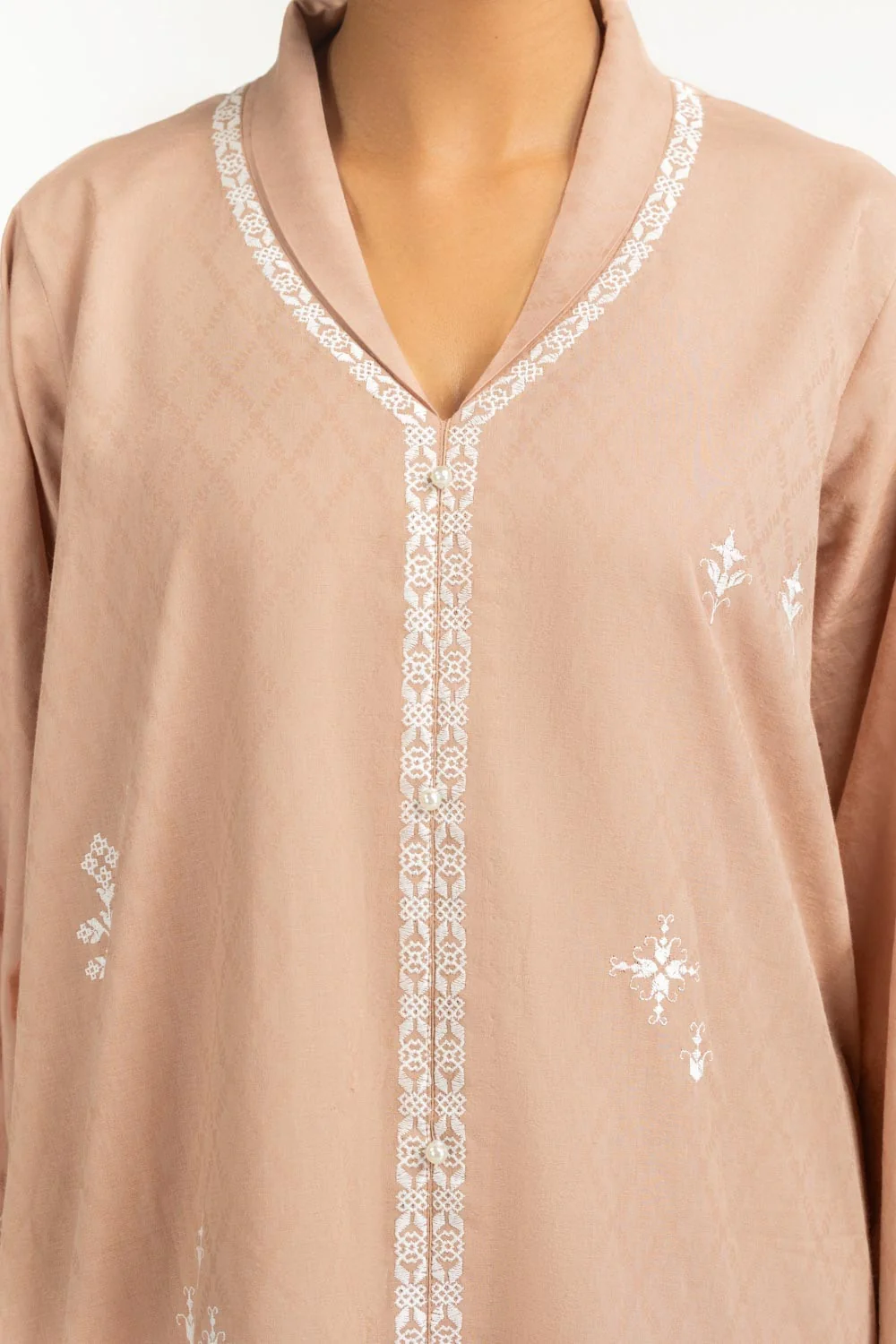Cotton Jacquard Embroidered Co-Ord Set - Image 2