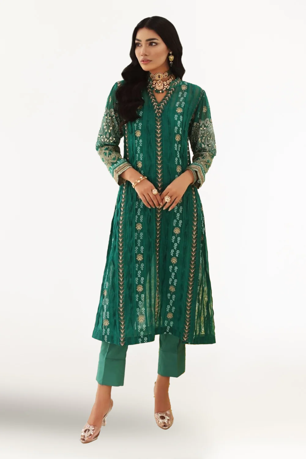 Cotton Net Shirt And Silk Viscose Trouser