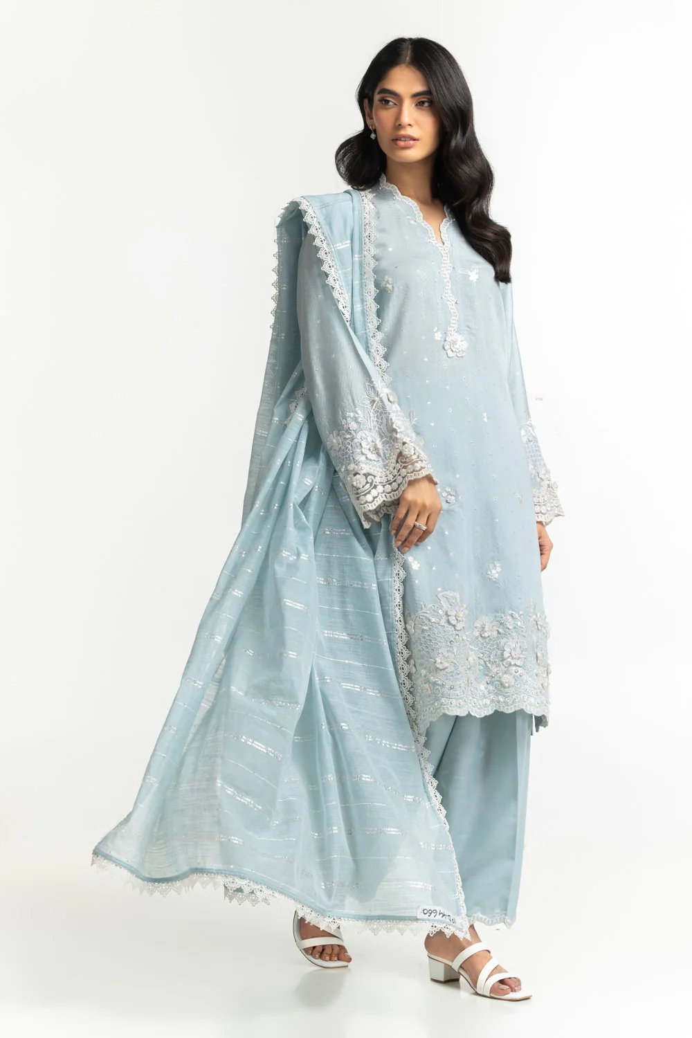 Cotton Sequins yarn-dyed Dupatta - Image 3
