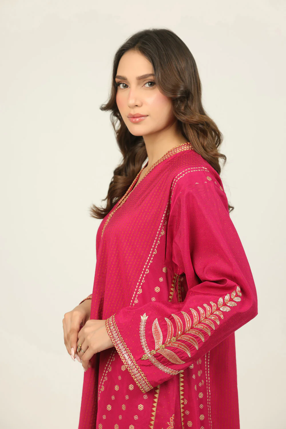 Cotton Silk Embroidered Co-Ord Set With Block Printed - Image 2