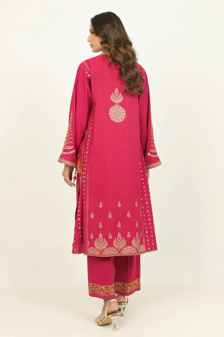 Cotton Silk Embroidered Co-Ord Set With Block Printed - Image 5