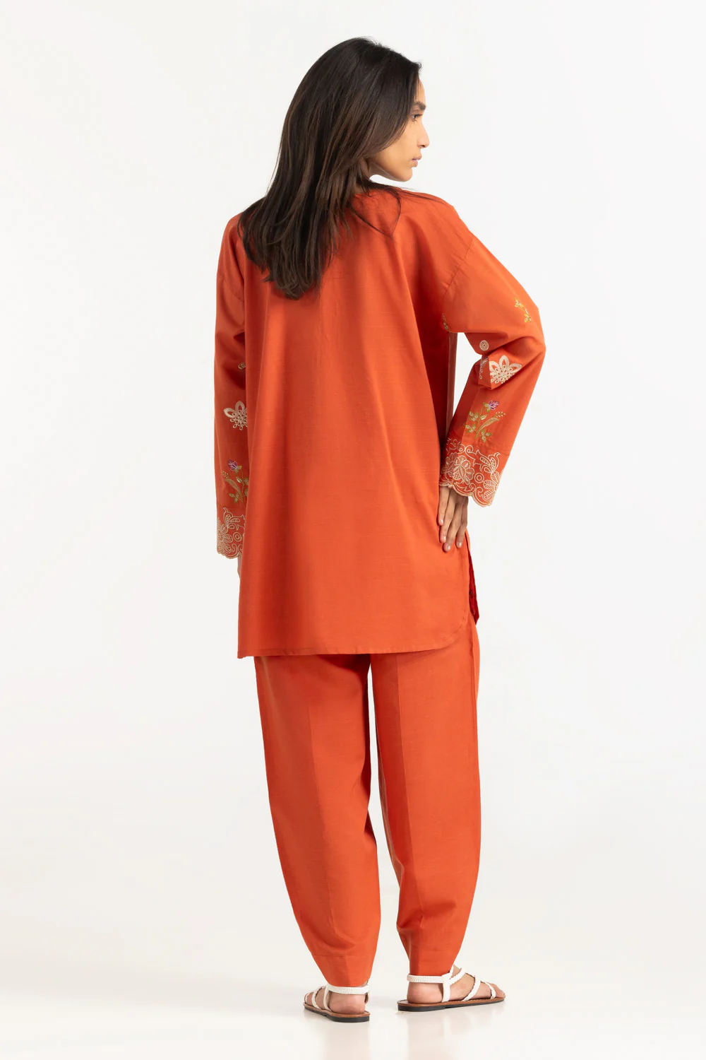 Cotton Viscose Slub Embroidered Co-Ord Set - Image 4