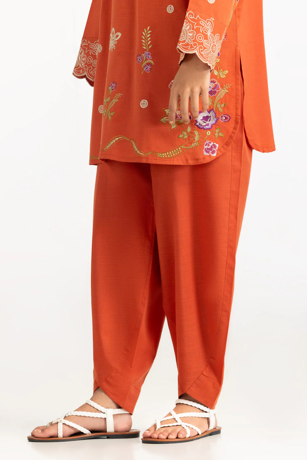 Cotton Viscose Slub Embroidered Co-Ord Set - Image 6