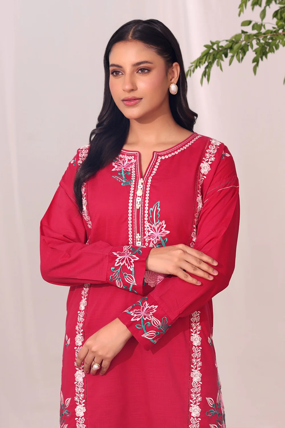 Cotton Viscose Slub Embroidered Co-Ord Set - Image 5