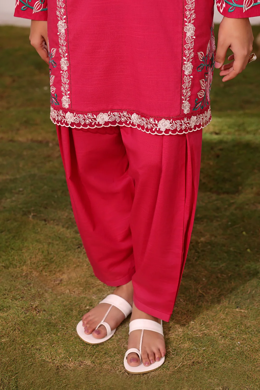 Cotton Viscose Slub Embroidered Co-Ord Set - Image 7