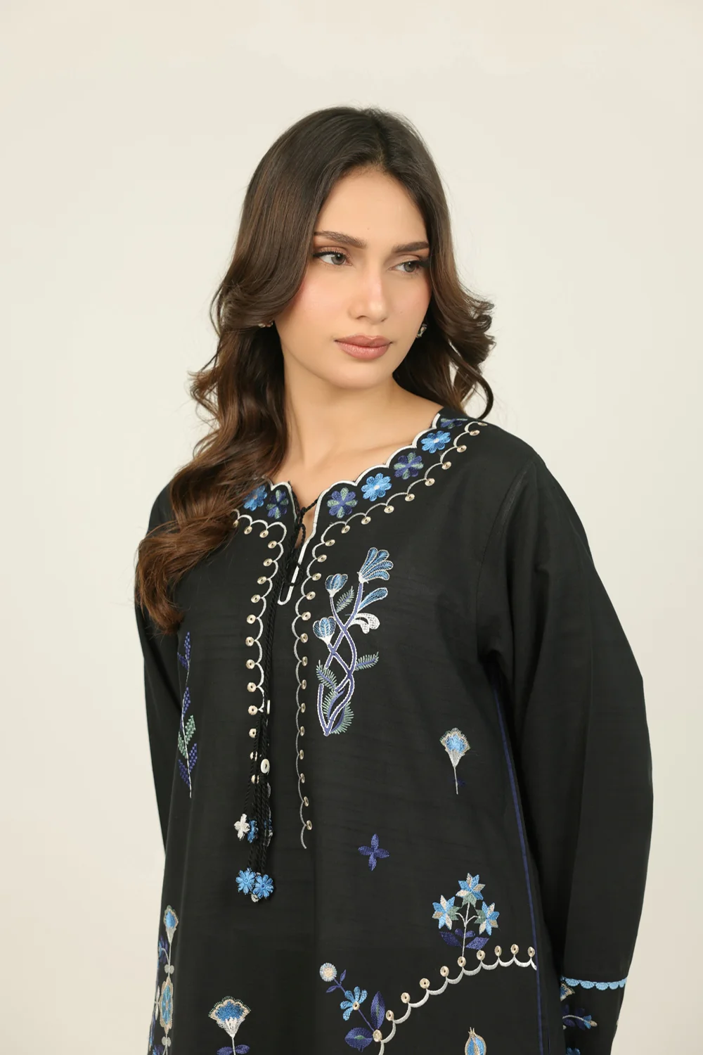 Cotton Viscose Slub Embroidered Co-Ord Set - Image 2