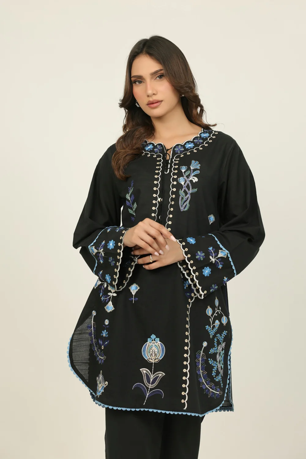 Cotton Viscose Slub Embroidered Co-Ord Set - Image 4