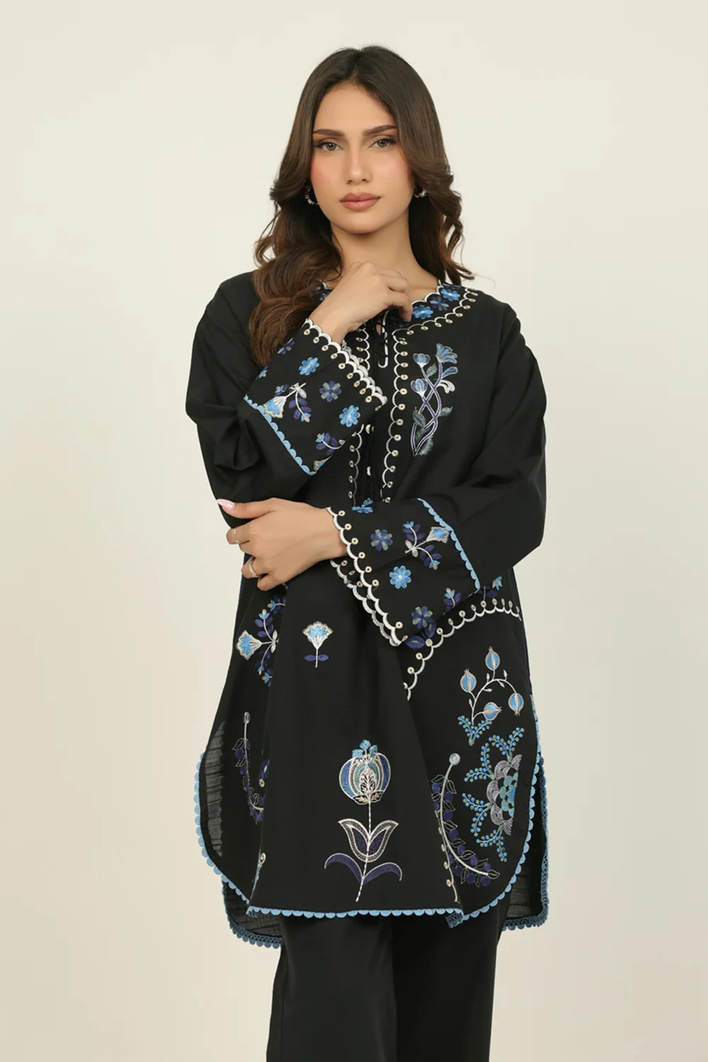 Cotton Viscose Slub Embroidered Co-Ord Set - Image 5